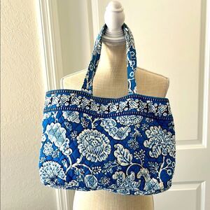 Vera Bradley VTG Blue Lagoon Tote Bag Magnetic Closure Coordinating Interior